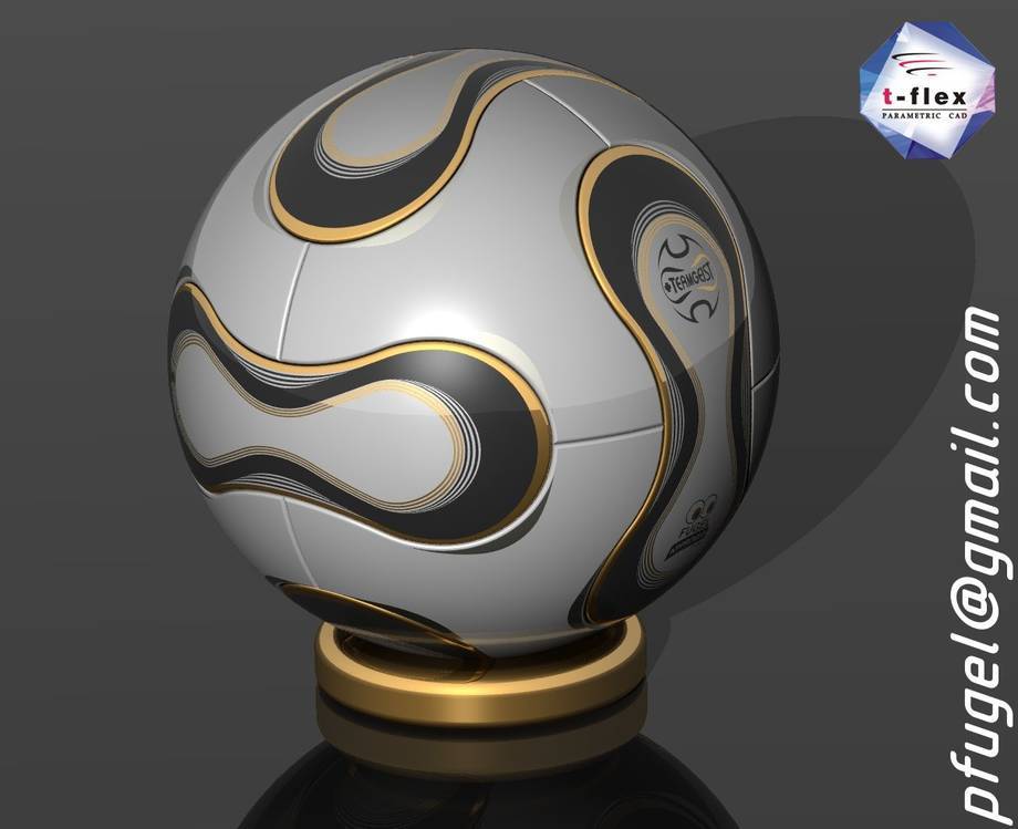 Piłka wykonana w systemie T-Flex CAD przez studenta Politechnki Lubelskiej Piotra Fugel (http://pfugel.lua.pl)