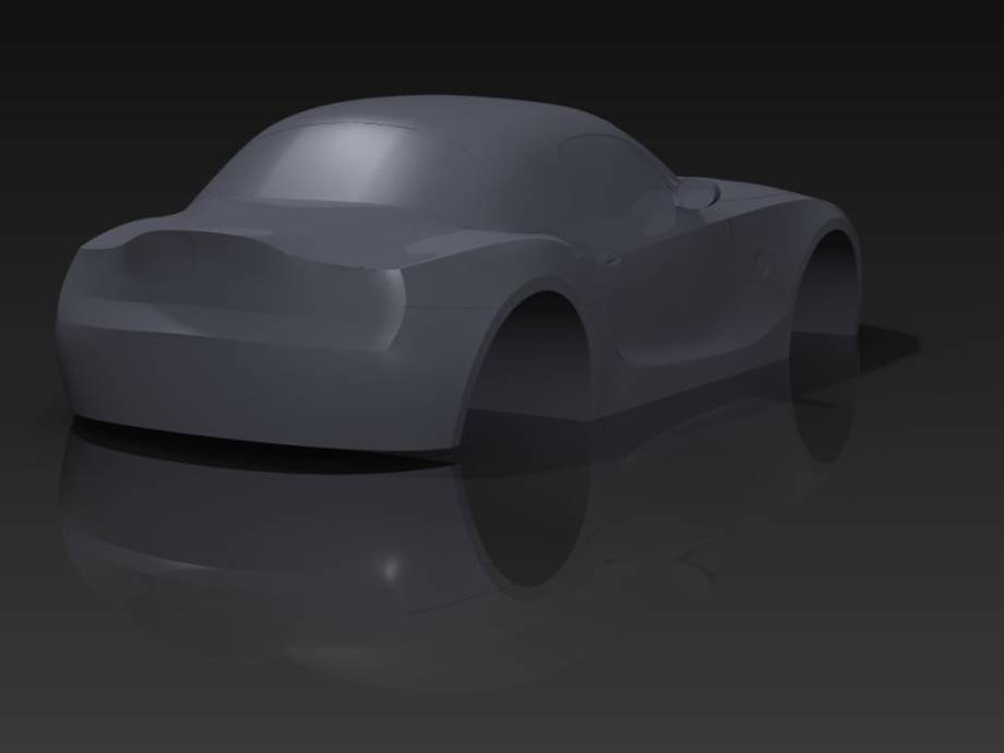 Model oraz rendering samochodu sportowego